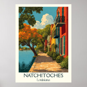 Natchitoches Louisiana Vintage Historic Street Art Poster