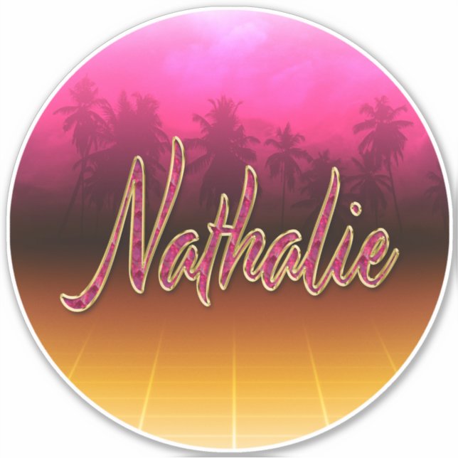 Nathalie First Name Pink Sticker (Front)