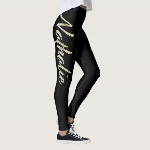 Nathalie white hand writing trousers leggings