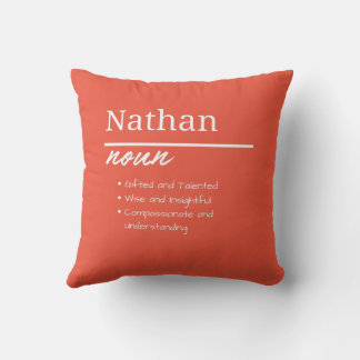 Nathan, Boy Personalised Name Definition Cushion