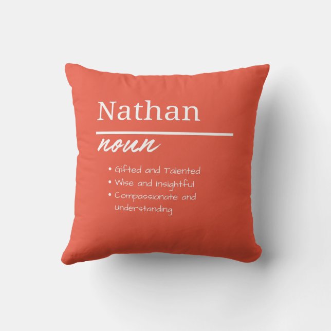Nathan, Boy Personalised Name Definition Cushion (Back)