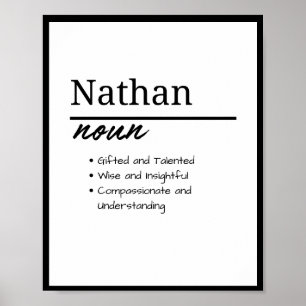 Nathan, Boy Personalised Name Definition Poster