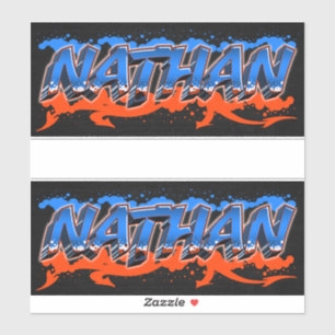 Nathan First Name Graffiti Sticker