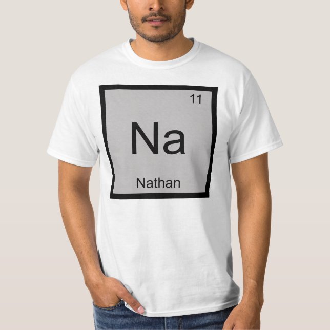 Nathan Name Chemistry Element Periodic Table T-Shirt (Front)