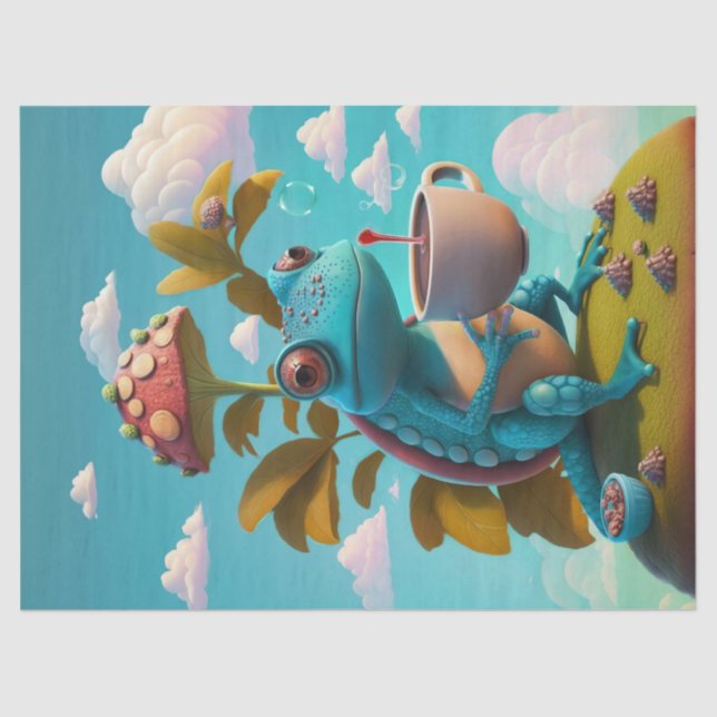 Nathaniel Drinks Coffee, Lizard Tissue Paper (Front)