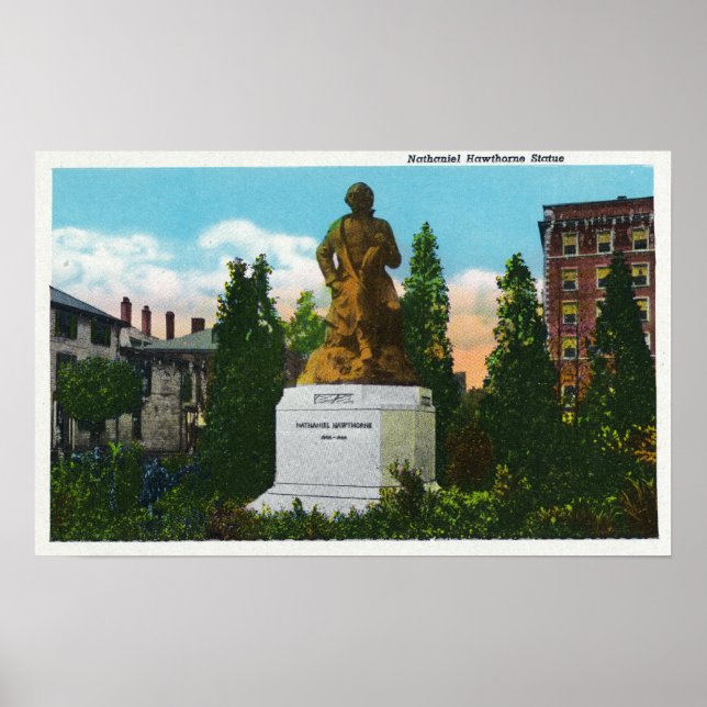 Nathaniel Hawthorne Statue View Poster (Front)