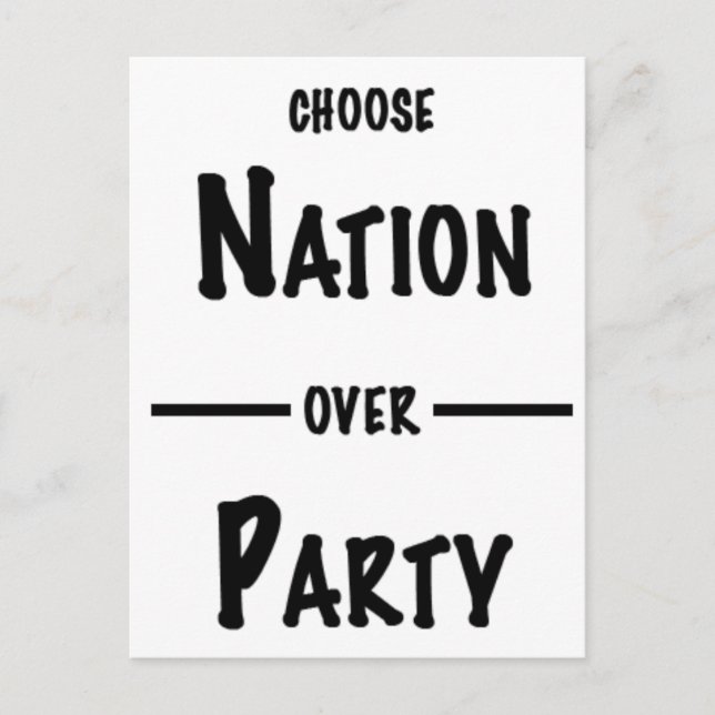 Nation over Party gift collection Invitation Postcard (Front)