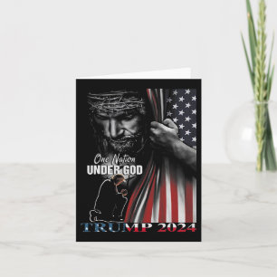 Nation Under God Trump 2024 God American Flag 1 Card