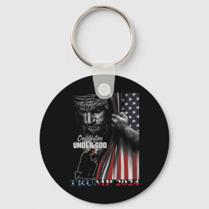 Nation Under God Trump 2024 God American Flag 1 Key Ring