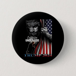 Nation Under God Trump 2024 God American Flag  6 Cm Round Badge