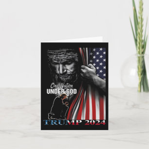 Nation Under God Trump 2024 God American Flag Card