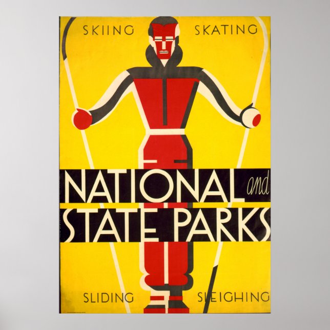 National And State Parks Skiing Dorothy Waugh WPA Poster (Front)