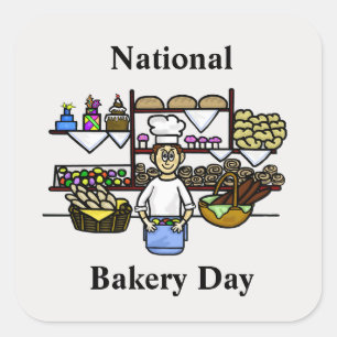National Bakery Day Man in Bakery Stickers
