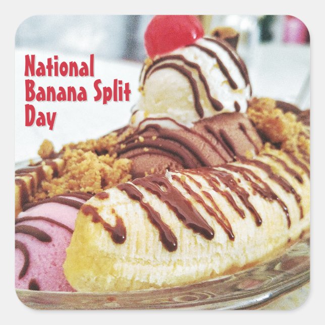 National Banana Split Day Square Sticker (Front)