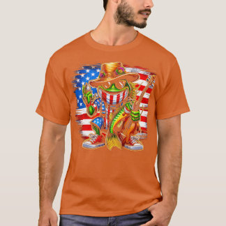 National Bass Fishing Design Design with US Flag T-Shirt