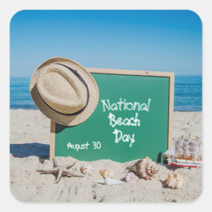 National Beach Day Square Sticker