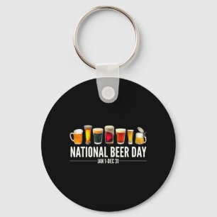 NATIONAL BEER DAY Shirt Men Women Dad Grandpa Key Ring