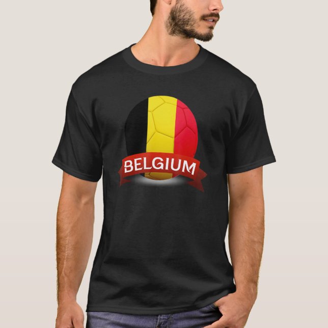 National Belgium Flag Belgian Football Fan Soccer  T-Shirt (Front)