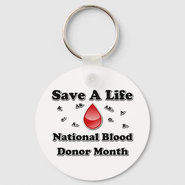 National Blood Donor Month - Save A Life Key Ring (Front)