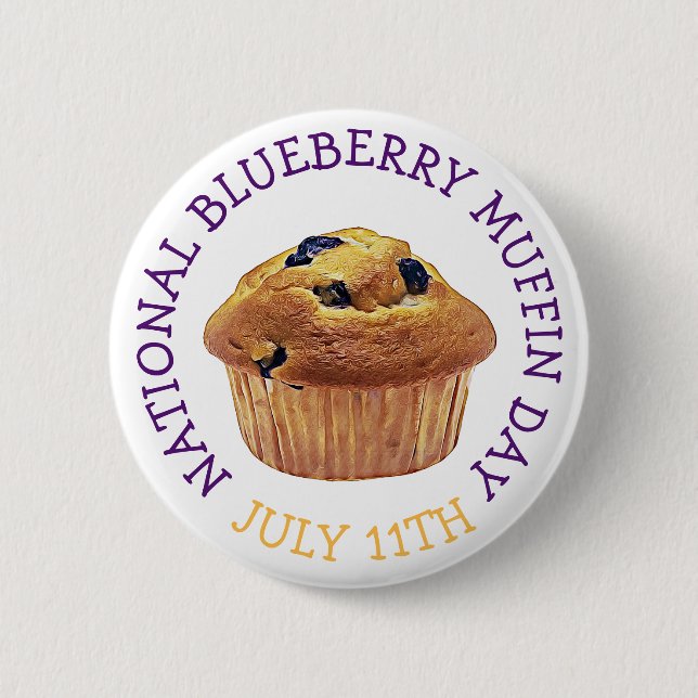 National Blueberry Muffin Day July Button (Front)