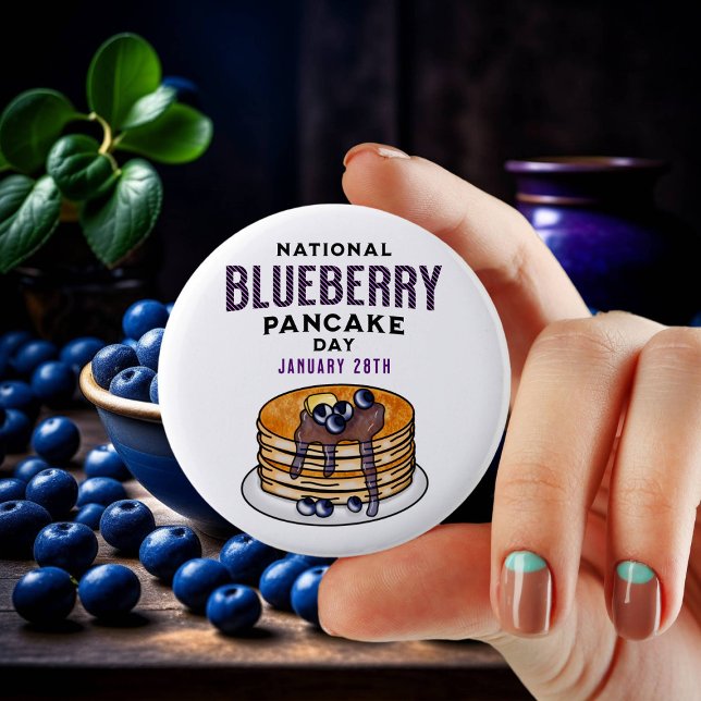 National Blueberry Pancakes Day January 28th 6 Cm Round Badge (Creator Uploaded)