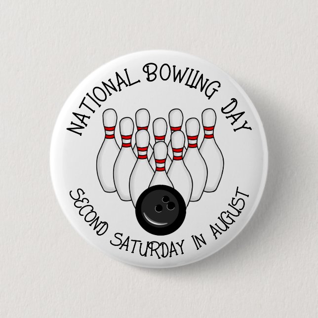 National Bowling Day 6 Cm Round Badge (Front)