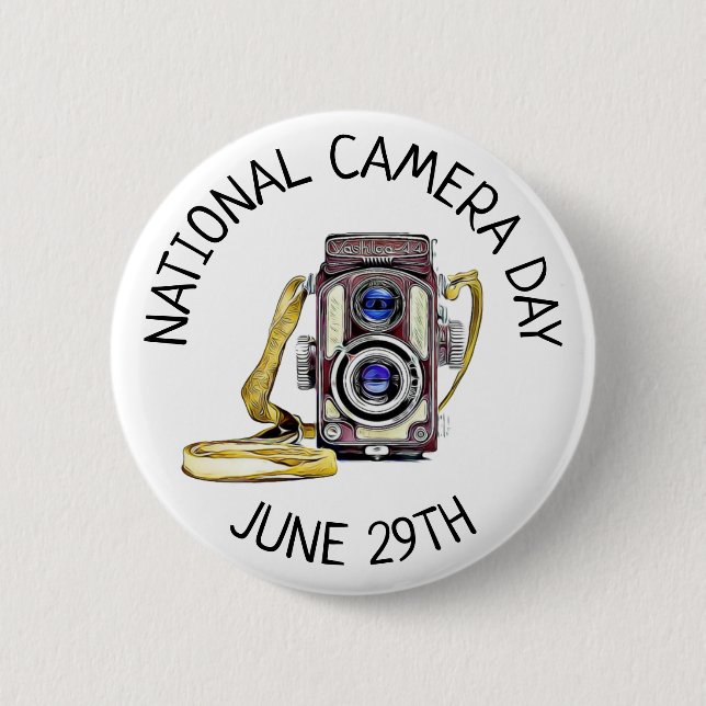 National Camera Day June 29th Holidays Button (Front)