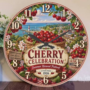 National Cherry Festival Michigan Cherry  Large Clock