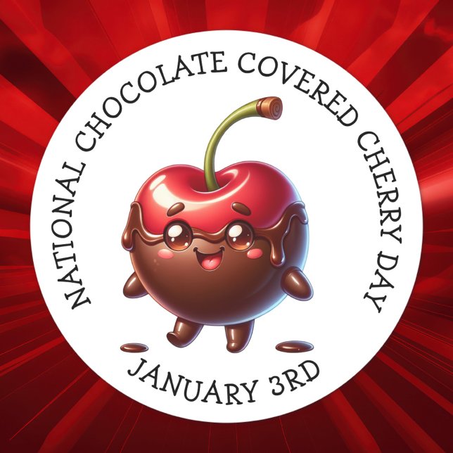 National Chocolate Covered Cherry January 3rd Classic Round Sticker (Creator Uploaded)