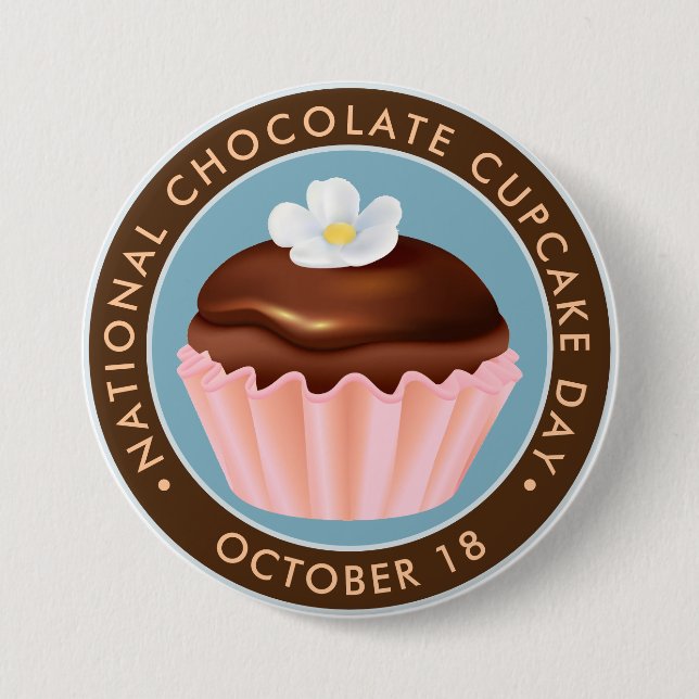 National Chocolate Cupcake Day, flower 7.5 Cm Round Badge (Front)