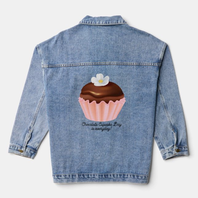 National Chocolate Cupcake Day, flower Denim Jacket (Back)