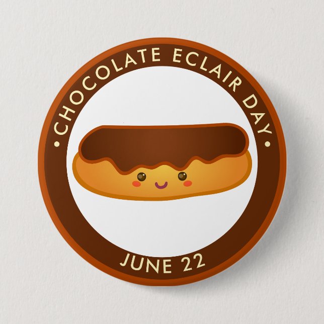 National Chocolate Eclair Day, kawaii eclair 7.5 Cm Round Badge (Front)