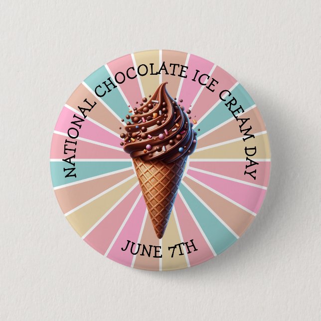 National Chocolate Ice Cream Day 6 Cm Round Badge (Front)