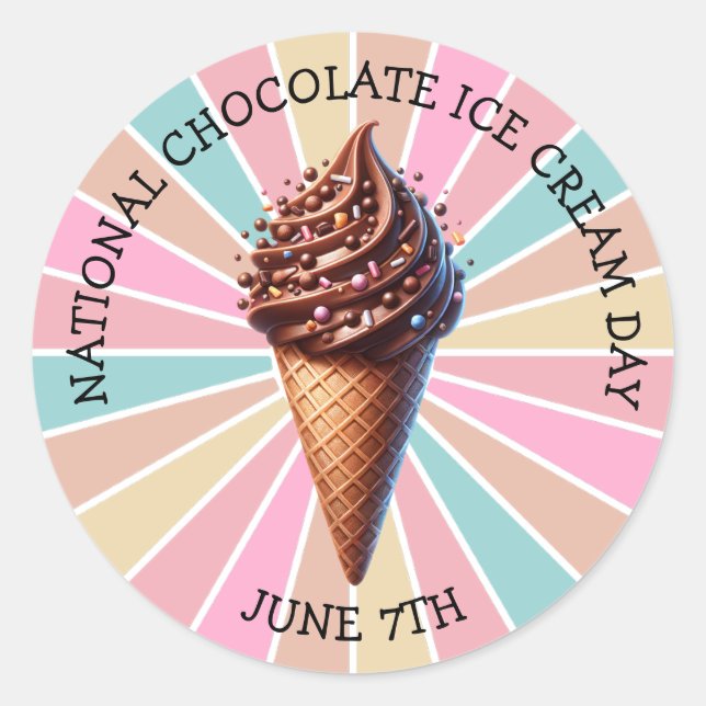 National Chocolate Ice Cream Day Classic Round Sticker (Front)