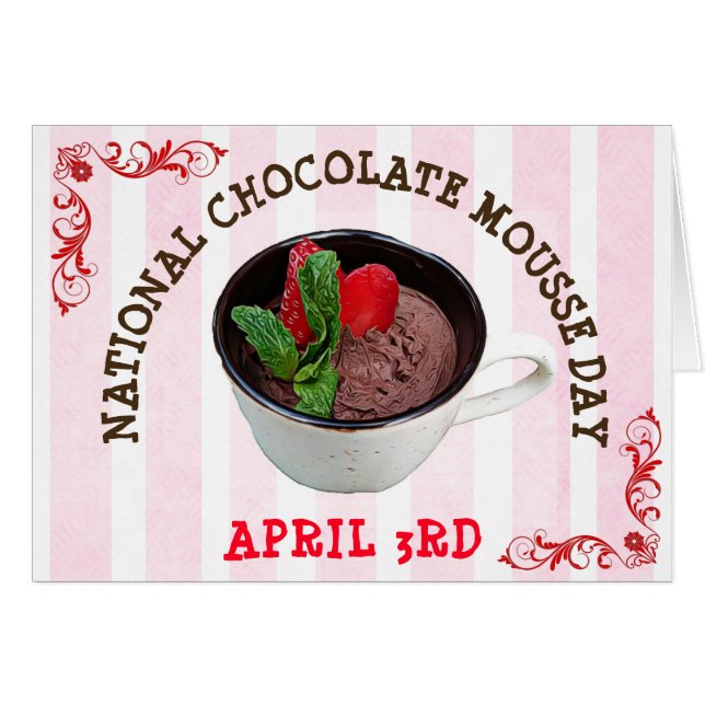 National Chocolate Mousse Day April 3rd Card (Front Horizontal)