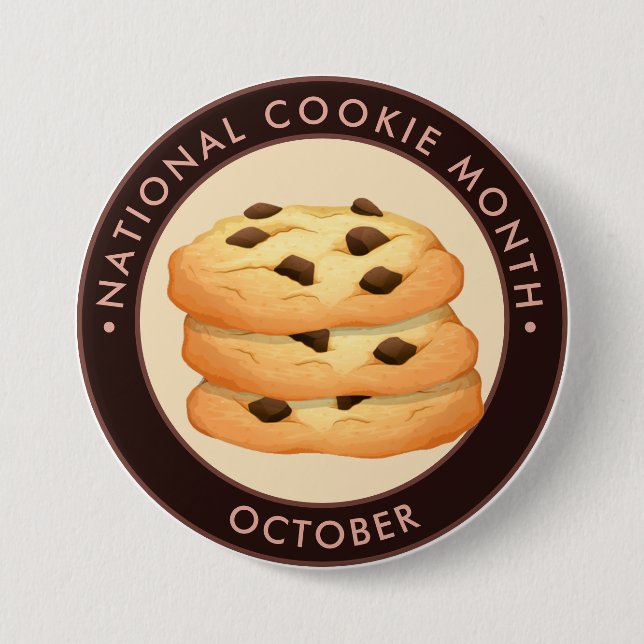 National Cookie Month, chocolate chip cookies 7.5 Cm Round Badge (Front)