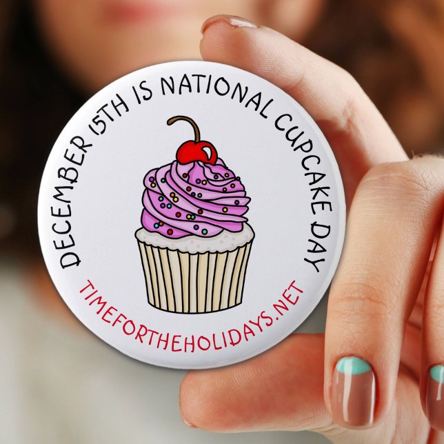 National Cupcake Day December 15th   6 Cm Round Badge (Creator Uploaded)