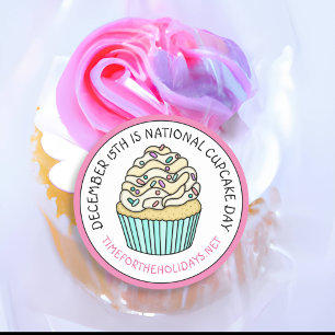 National Cupcake Day December 15th Classic Round Sticker