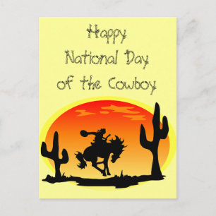 National Day of the Cowboy Bronco Silhouette Postcard