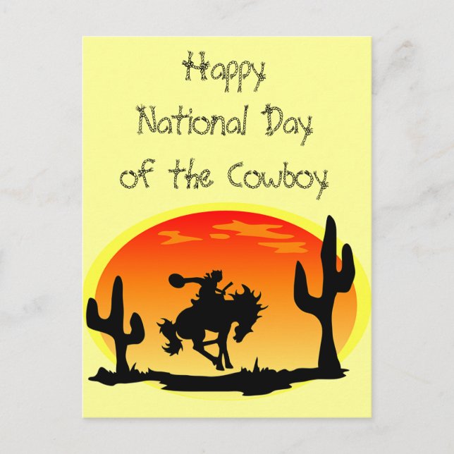 National Day of the Cowboy Bronco Silhouette Postcard (Front)