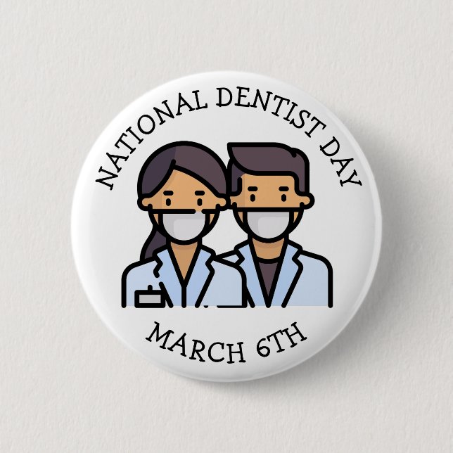 National Dentist Day | March 6th 6 Cm Round Badge (Front)