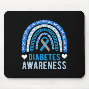 National Diabetes Awareness Month Blue Ribbon Rain Mouse Pad