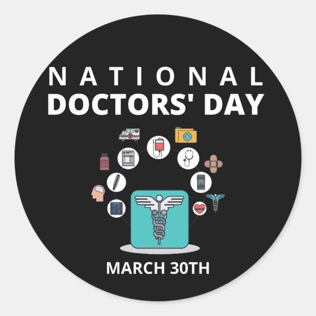 National Doctors' Day Classic Round Sticker (Front)