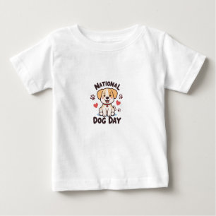 National Dog Day – Cute Kawaii Cartoon Dog with He Baby T-Shirt