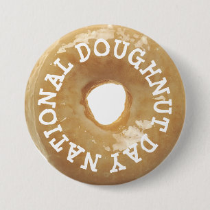 National Doughnut Day Glazed Doughnut Doughnut But 7.5 Cm Round Badge