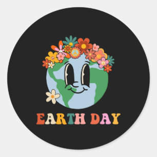 National Earth Day April 22 Cute Earth Floral Peac Classic Round Sticker