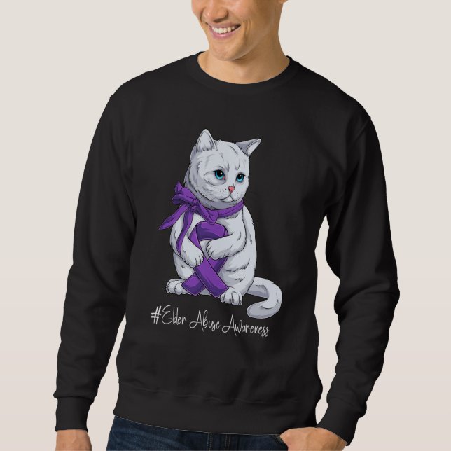 National Elder Abuse Awareness Month Purple Ribbon Sweatshirt (Front)