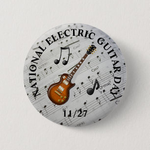 National Electric Guitar Day November 27th Holiday 6 Cm Round Badge