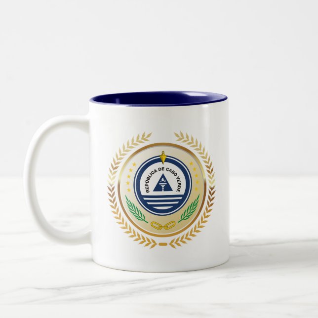 National Emblem of Cabo Verde Two-Tone Coffee Mug (Left)