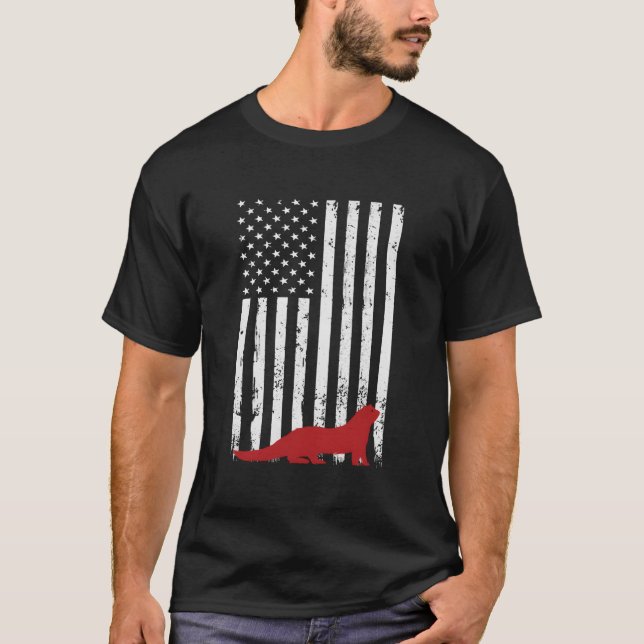 National Ferret Day 4Th July Usa Flag Ferret T-Shirt (Front)